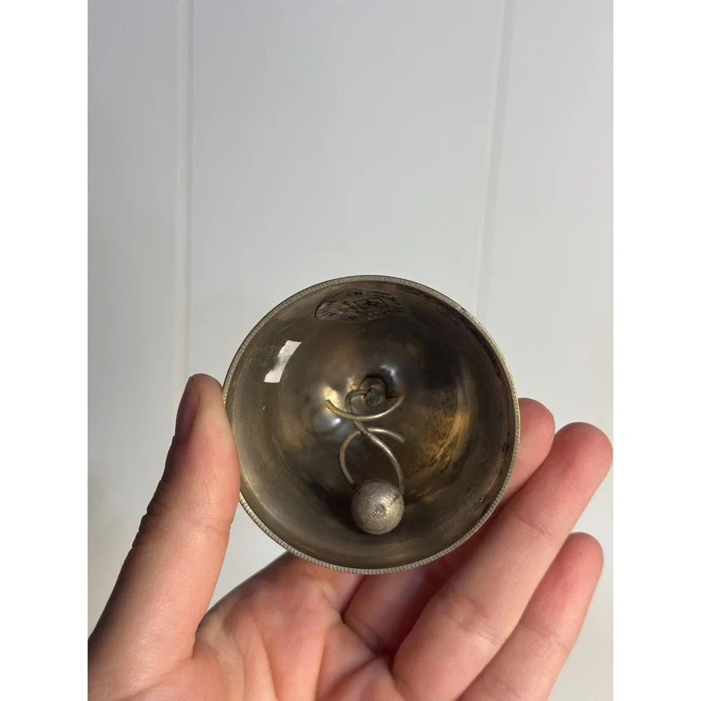 VTG 1990 Silver-Plated Brass Hand Bell‎ Engraved Christmas Mantel Décor 3